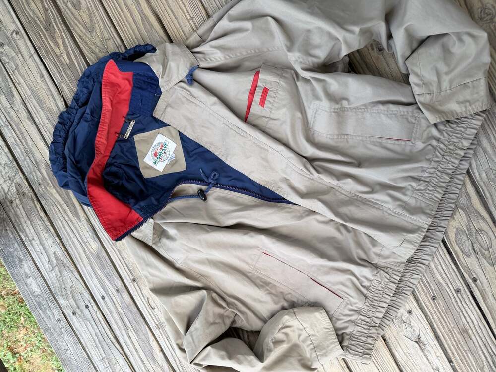 McGregor Vintage Style 60100 Beige and Navy Windbreaker Jacket with Red Accents